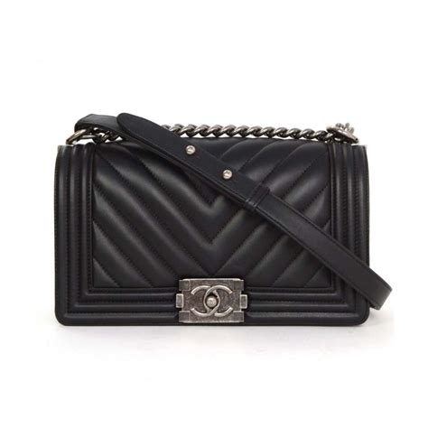 chanel boy bag black chevron